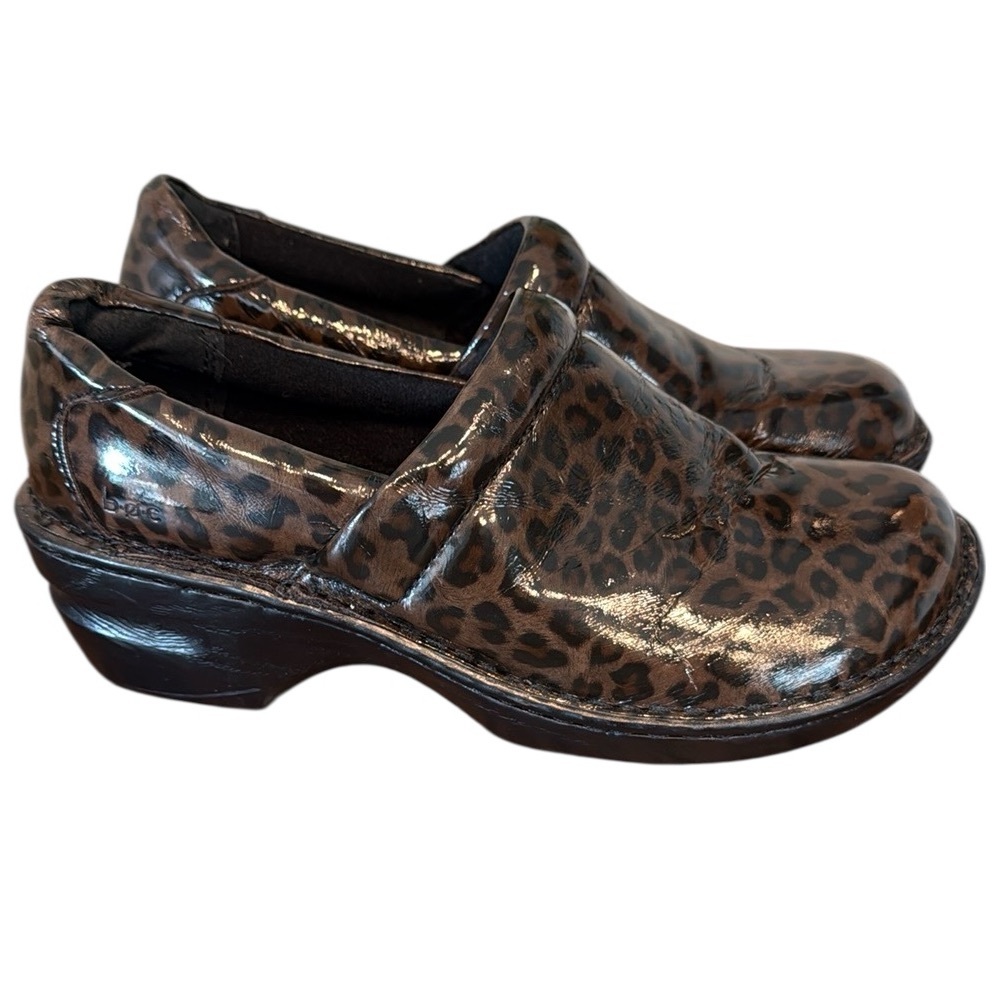 B.O.C.‎ BORN CONCEPTS Brown Leopard Print COMFORT CLOGS WOMEN'S SIZE 8M NWOB